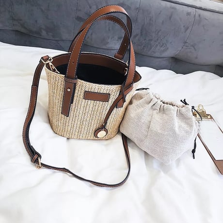 2way レザーストラップ ストローバッグ 2色展開