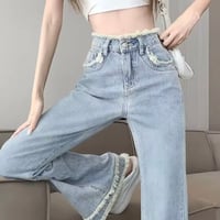 フリンジハイウエストデニムパンツ 4色展開