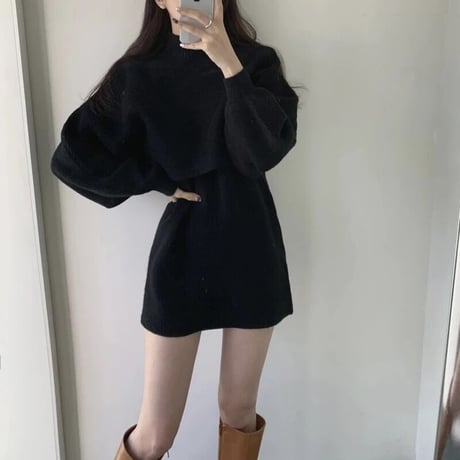 ショートニット ワンピースセット 3色展開