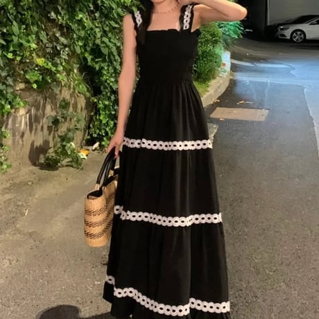 レースライン フレアワンピース