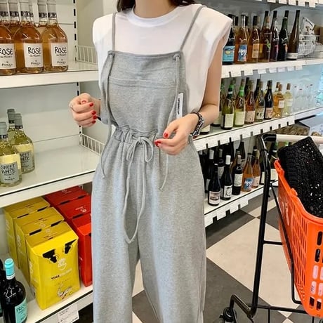 ハイウエスト スウェットロンパース 2色展開