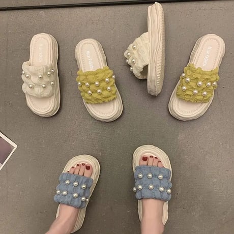 パールワッフル ウェーブソールサンダル 3色展開