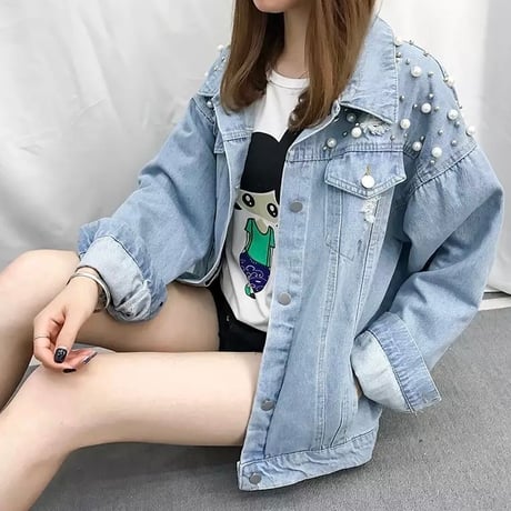 パールステッチ デニムジャケット