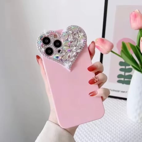 ビッグビジューハートiPhoneケース 6色展開