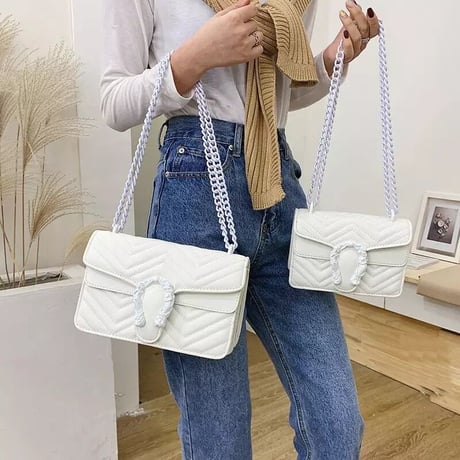 【2サイズ】カラーホースシュー チェーンバッグ 7色展開
