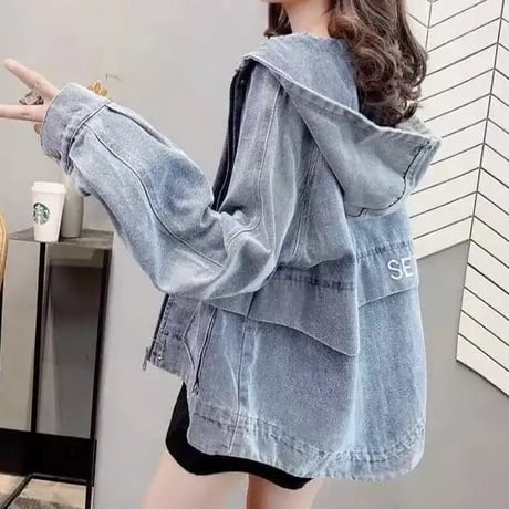 バックステッチ デニムフーディジャケット