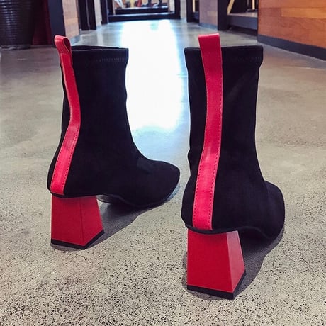 バックカラー スクエアショートブーツ 3色展開