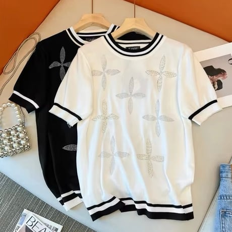 パールストーンクロス サマーニット 2色展開