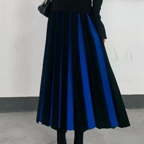 ストライププリーツニットスカート 3色展開