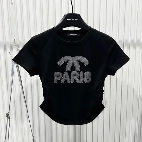 【Gray即納】ビジューハイデザイン ロゴTシャツ 3色展開