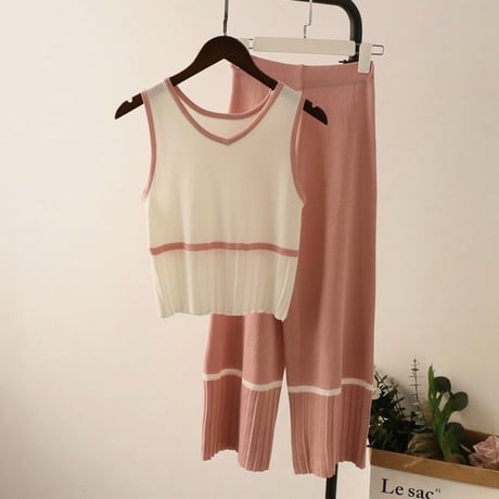 ノースリーブサマーニット セットアップ 4色展開