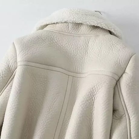 ボアレザー ショートジャケット 2色展開