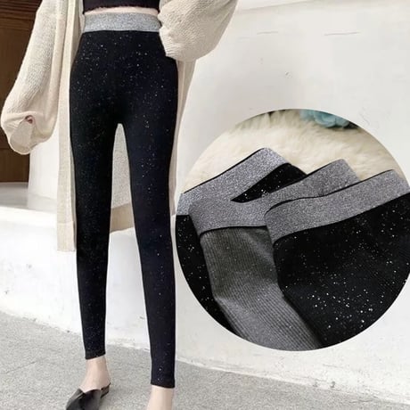 ラメリブ ストレッチレギンス 3色展開