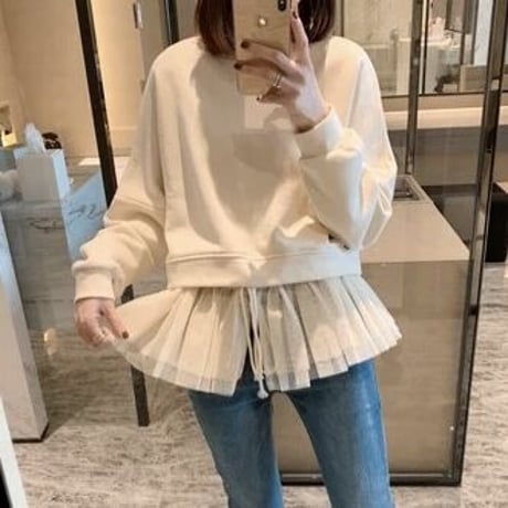 シフォンヘム スウェットトップス 2色展開