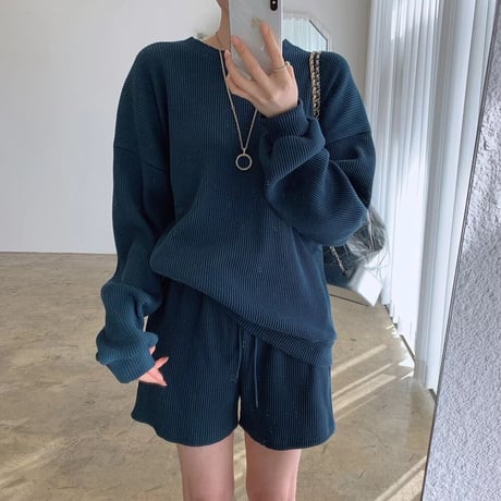 カラーニット ショートパンツセットアップ 5色展開