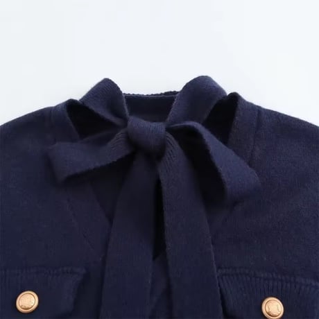 ゴールドボタンリボンニット 2色展開