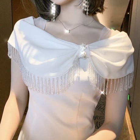 パールリボン タッセルミニワンピース 2色展開