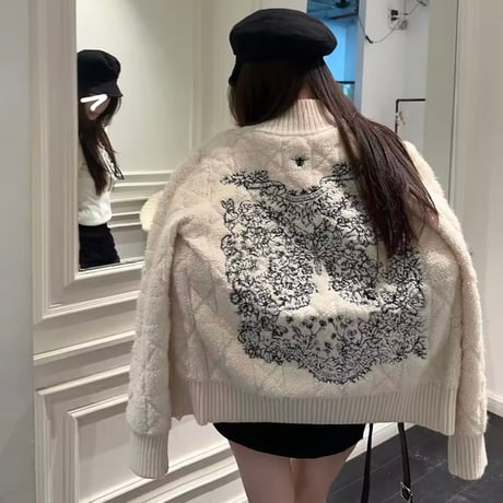 バックステッチボアジッパーカーディガン