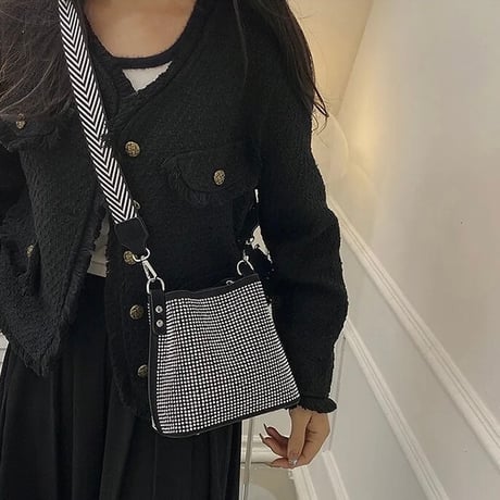 ラインストーン バケットバッグ 3色展開