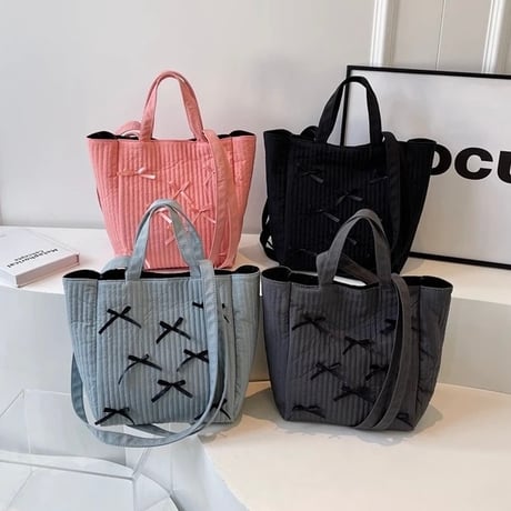 ダブルストラップ リボントートバッグ 4色展開