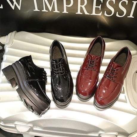【Black23.5cm即納】プラットフォーム オックスフォードシューズ 2色展開