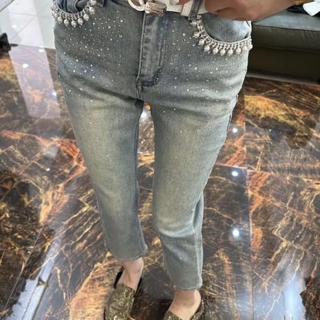 バックスマイリー ビジューデニムパンツ