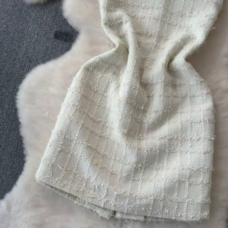 パールボタンツイードノースリーブワンピース 2色展開