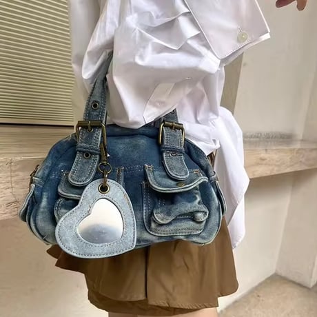 ハートミラーデニムバッグ 3色展開