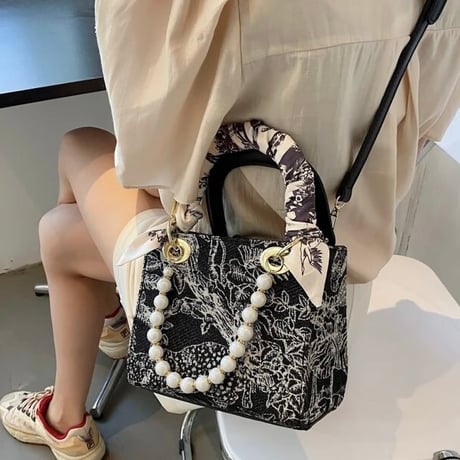 スカーフパール ツイードバッグ 3色展開