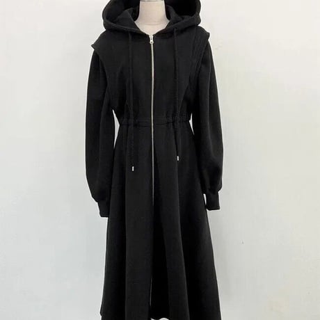 ジップスウェット フーディワンピース 3色展開