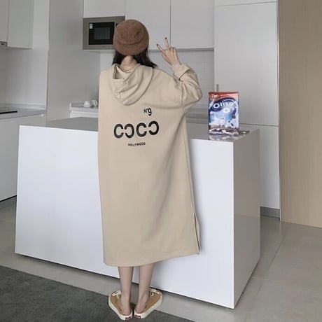 サイドスリット ロゴオーバースウェットワンピース 3色展開