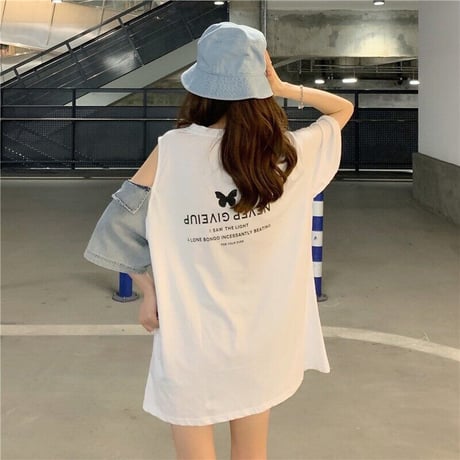 ハートポイント デニムパッチワークTシャツ 2色展開