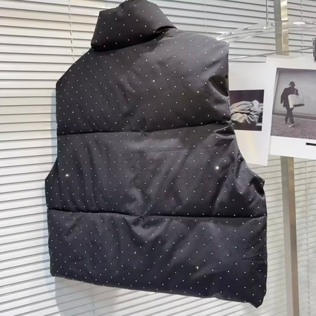 ビジューストーンダウンベスト 2色展開