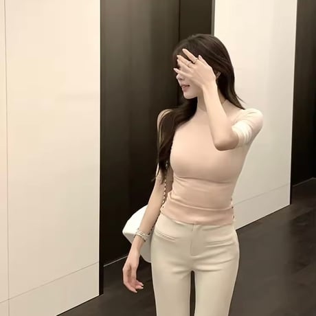 サイドボーダースリーブトップス 3色展開