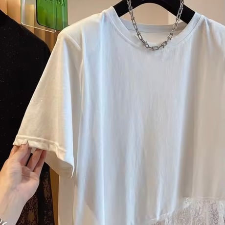 ヘムレースルーズTシャツ 2色展開
