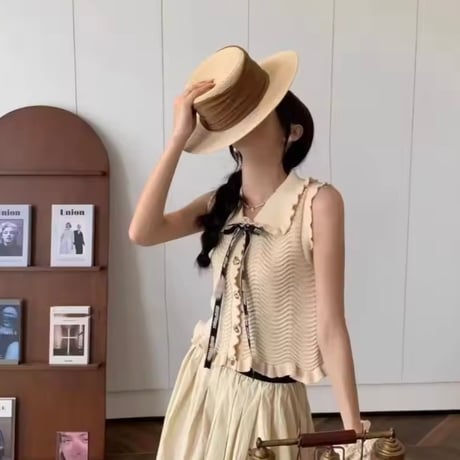 ロゴリボンノースリーブトップス 4色展開