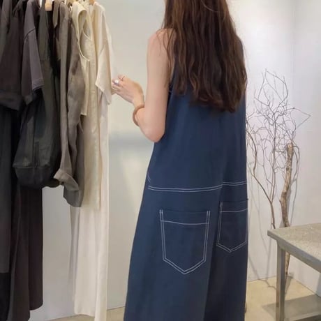 ノースリーブ ステッチサンワンピース 2色展開