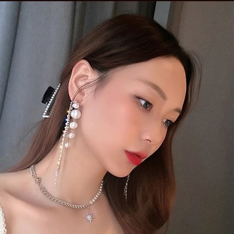 パールチェーン ピアス
