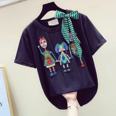 ビーズロボット スカーフリボンTシャツ 2色展開