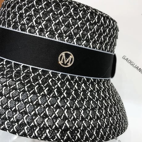 ストーンロゴ クロスストローハット 2色展開