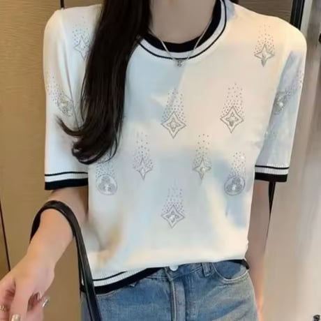 パールストーンクロス サマーニット 2色展開