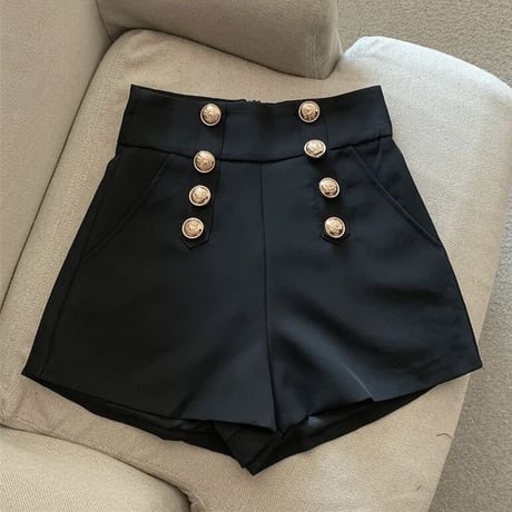 ダブルブレスト ハイウエストショートパンツ 2色展開