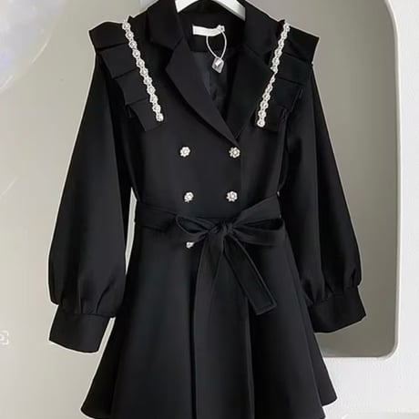 【ロング丈.ショート丈】ビーズフリルコート