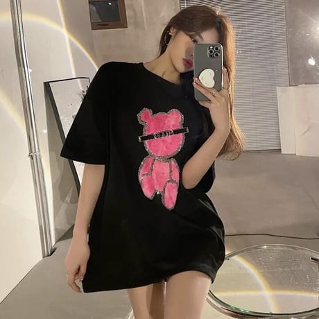 スパンコールベアー オーバーTシャツ 2色展開