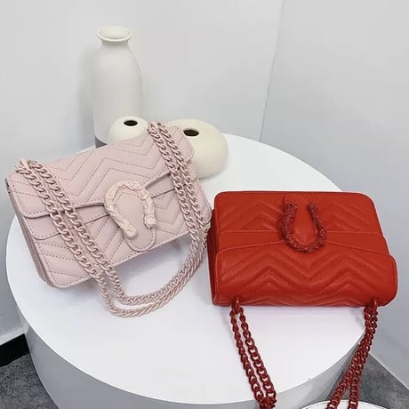 【2サイズ】カラーホースシュー チェーンバッグ 7色展開