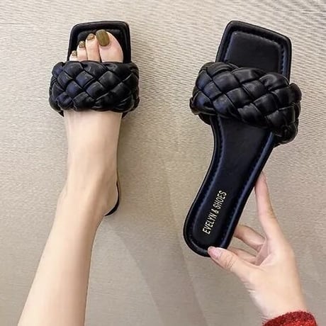 【Blue23.0cm即納】 クロップド フラットサンダル 4色展開