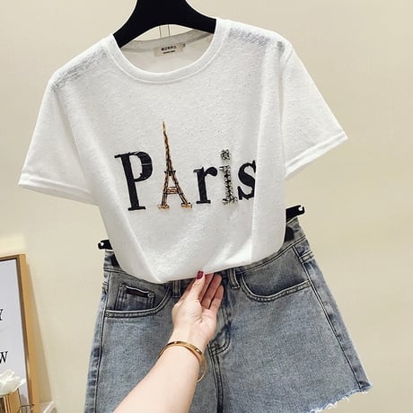 ビーズParisロゴTシャツ 4色展開