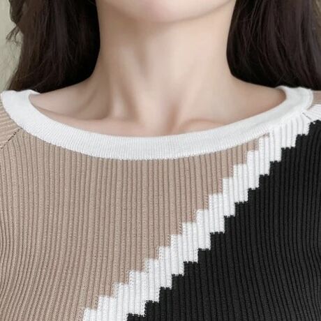 カラーコントラスト ニットワンピース 4色展開