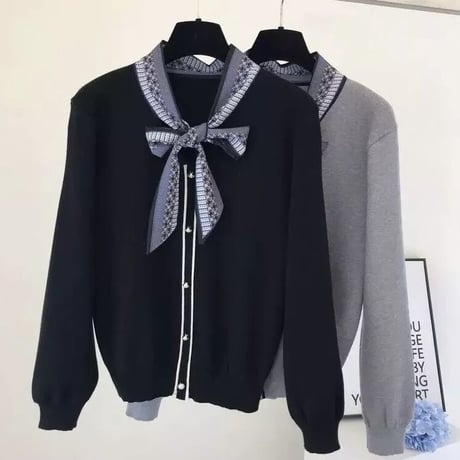 リボンスカーフ ニット 2色展開