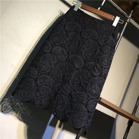 ペイズリーレース ペンシルスカート 2色展開